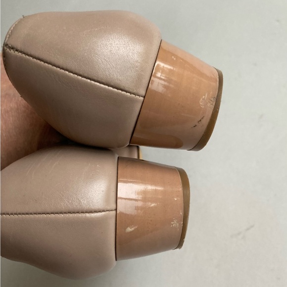 Salvadore Ferrogamo Dust Pink Leather Logo Bow Heels Size 7 - Picture 11 of 16